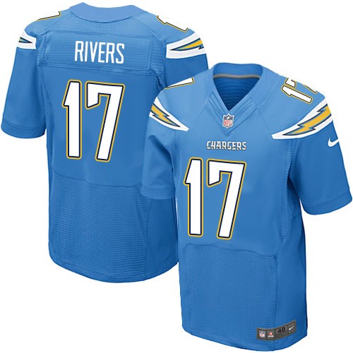 Men's New Elite Philip Rivers Nike Jersey Electric Blue Alternate - #17 NFL Los Angeles Chargers